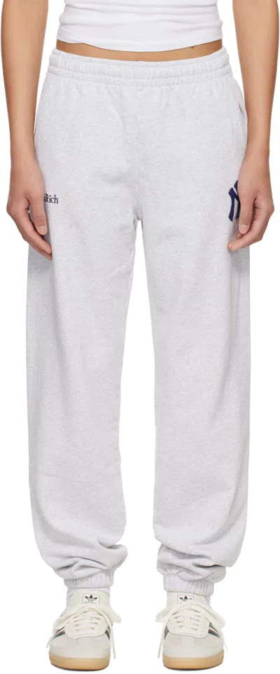 Sporty And Rich Gray Heritage Yankees Serif Sweatpants