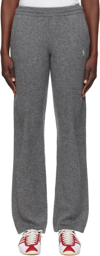 Sporty And Rich Gray 'src' Cashmere Trousers In 19 Heather Gray Whit
