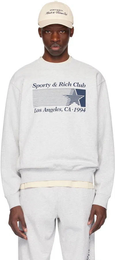 Sporty And Rich Starter Logo-print Sweatshirt In Heather Gray