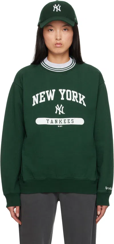 Sporty And Rich Womens Forest Sporty & Rich For '47 X The New York Yankees League Brand-print Cotton-jersey Sweatshi