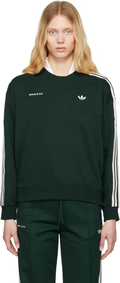 Sporty And Rich Green Adidas Originals Edition Track Crewneck Sweatshirt