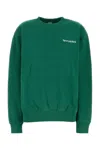 Sporty And Rich Sporty & Rich Health Is Wealth Cotton Crewneck Sweatshirt In Dark Green