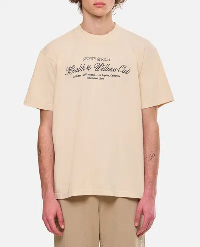 Sporty And Rich H & W Club Cotton T-shirt In Beige