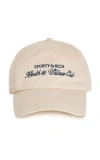 SPORTY AND RICH H&W CLUB EMBROIDERED COTTON BASEBALL CAP