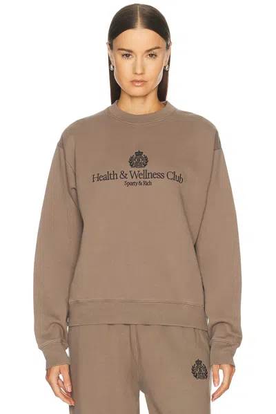 Sporty And Rich H&w Crest Embroidered Crewneck Sweatshirt In Sand