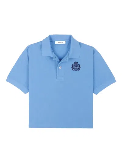 Sporty And Rich H&w Crest Embroidered Polo Shirt In Blue