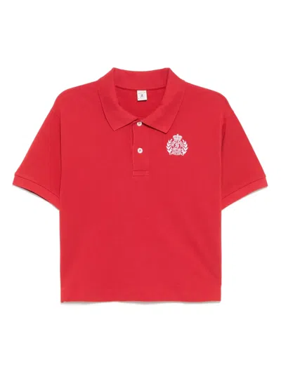 Sporty And Rich H&w Crest Pique Polo Top In Red