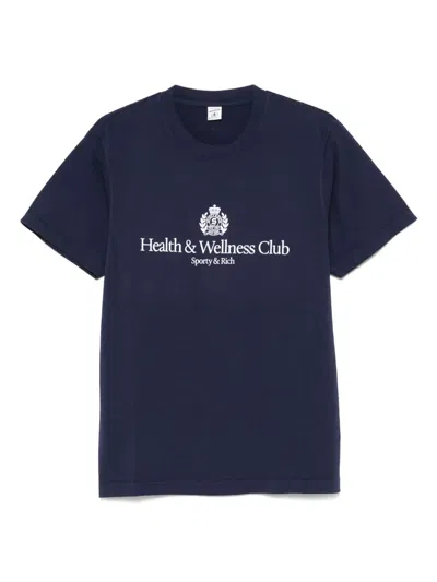 Sporty And Rich H&w Crest T-shirt In Blue