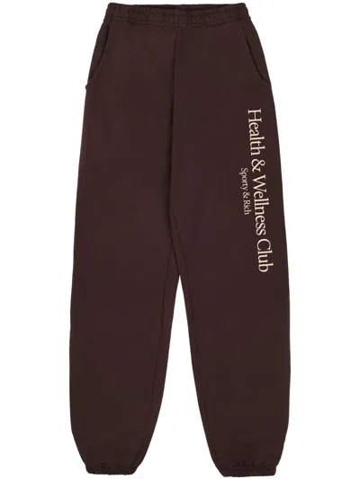 Sporty And Rich Brown H&w Crest Sweatpants In 10 Chocolate Cream