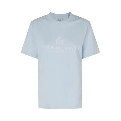 Pre-owned Sporty And Rich Sporty & Rich H&w Crest T-shirt 'ciel/white' | Blue | Women's Size S