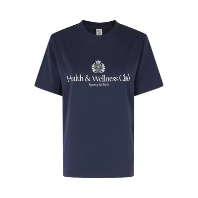 Pre-owned Sporty And Rich Sporty & Rich H&w Crest T-shirt 'dark Navy' | Blue | Women's Size S