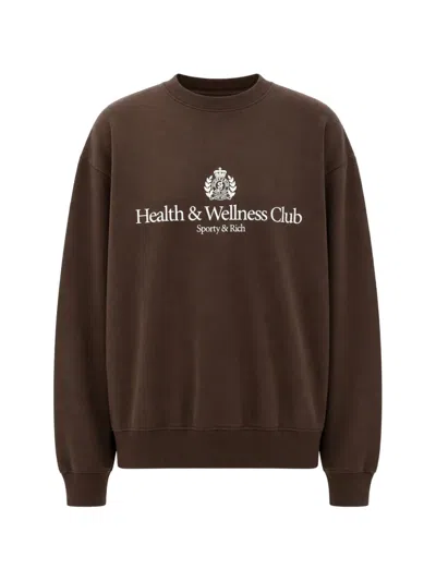 Sporty And Rich Hw Crest Print Oversized Sweatshirt In Brown