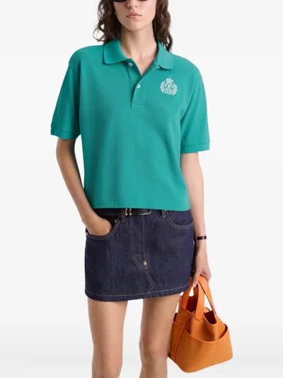 Sporty And Rich H&w Embroidered-logo Polo Shirt In Green