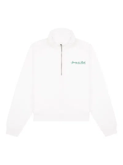 Sporty And Rich Half-zip Embroidered Seatshirt In White