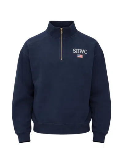 Sporty And Rich Half-zip Sweatshirt In Blue