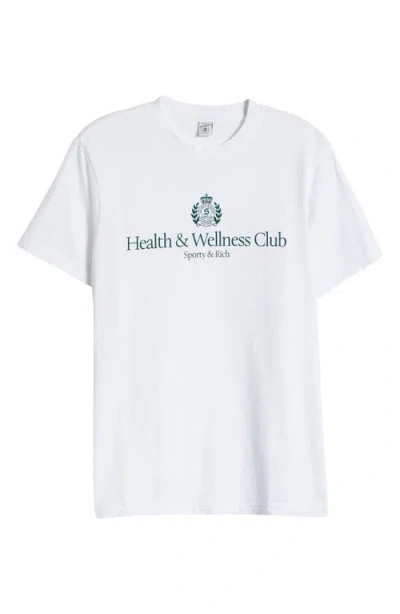 Sporty And Rich Sporty & Rich Health & Wellness Crest Cotton Graphic T-shirt In White