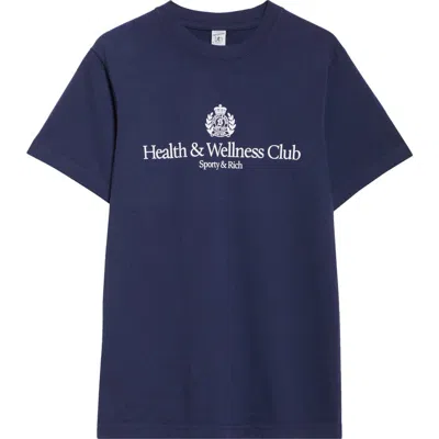 Sporty And Rich Sporty & Rich Health & Wellness Crest Graphic T-shirt In Dark Navy