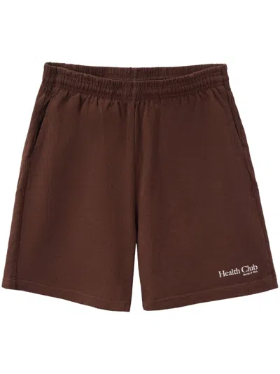 Sporty And Rich Health Club Logo-print Shorts In Brown