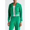 Sporty And Rich Sporty & Rich Health Cotton Velour Graphic Zip-up Hoodie In Verde