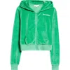 Sporty And Rich Sporty & Rich Health Cotton Velour Graphic Zip-up Hoodie In Verde