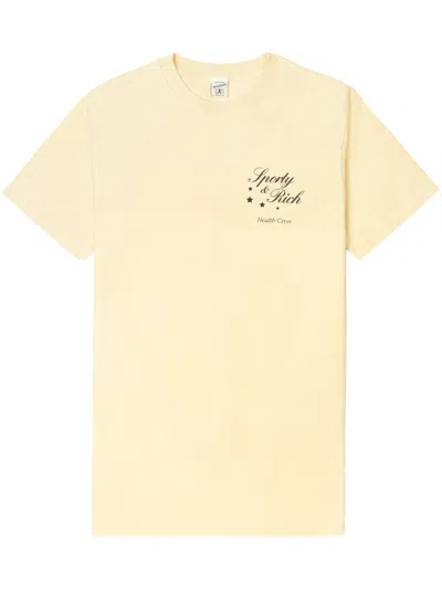 Sporty And Rich Health Crew Logo-print T-shirt In Yellow
