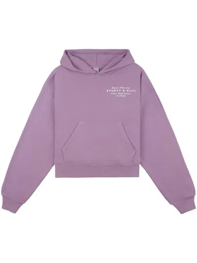 Sporty And Rich Health Initiative Cotton Hoodie In Purple