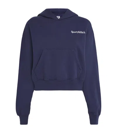 Sporty And Rich Health Is Wealth Cropped Hoodie In Blue