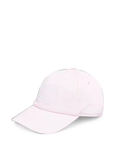 Sporty And Rich Health Is Wealth Embroidered-slogan Baseball Cap In Pink