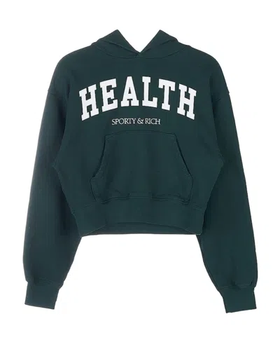 Sporty And Rich Sporty & Rich Logo Printed Cropped Hoodie In Green
