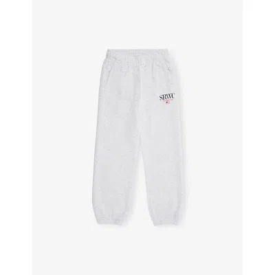 Sporty And Rich Kids' Heather Gray Nautical Logo-print Cotton-blend Jogging Bottoms 2-12 In White