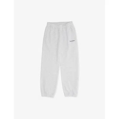 Sporty And Rich Kids' Erif Branded-print Cotton-blend Jogging Bottoms 2-14 In Gray