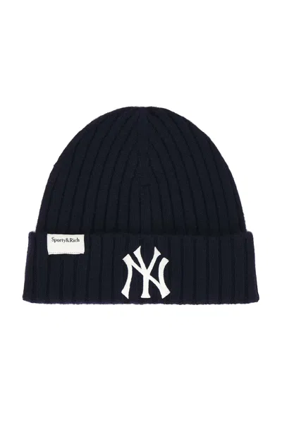 Sporty And Rich Heritage Yankees Serif Cashmere Beanie In Blue