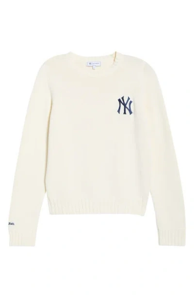 Sporty And Rich Sporty & Rich Heritage Yankees Serif Crewneck Sweater In Neutral
