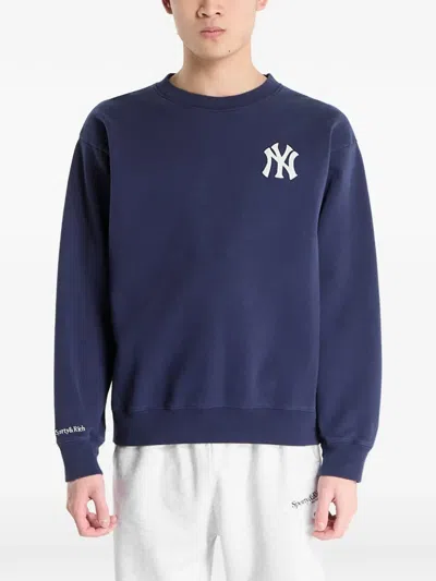 Sporty And Rich Sporty & Rich Heritage Yankees Serif Crewneck Unisex In Blue