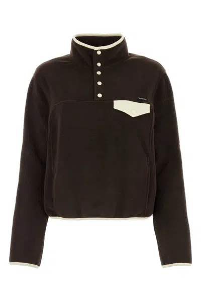 Sporty And Rich Sporty & Rich High Neck Logo Detailed Jumper In Brown
