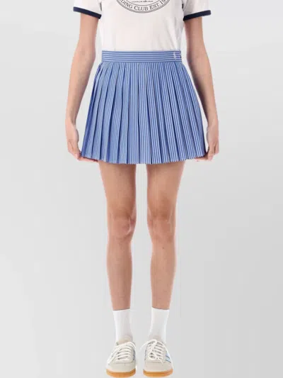 Sporty And Rich High-waisted Striped Pleated Mini Skirt In Blue Stripes