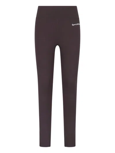 Sporty And Rich Sporty & Rich High-waisted Logo Leggings In Brown