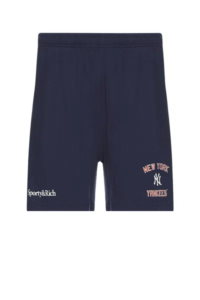 Sporty And Rich Home Run Gym Short In Navy