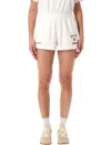 Sporty And Rich Comfortable Yankees Style Shorts Featuring Slits In White