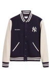 Sporty And Rich Sporty & Rich Homerun New York Yankees Wool Varsity Jacket In Blue