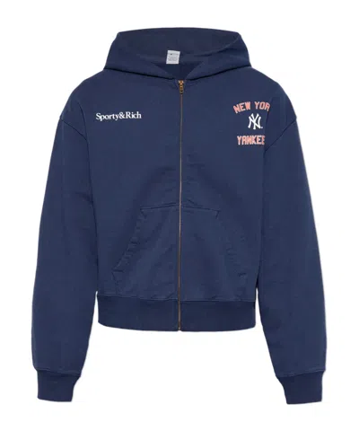 Sporty And Rich Hooded Sweater In Blue
