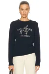 Sporty And Rich Horse Knitted Sweatshirt In Blue