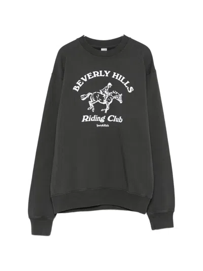 Sporty And Rich Horse-print Sweatshirt In Black