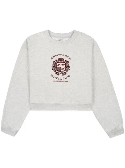 Sporty And Rich Hotel Crest-motif Sweatshirt In Grey