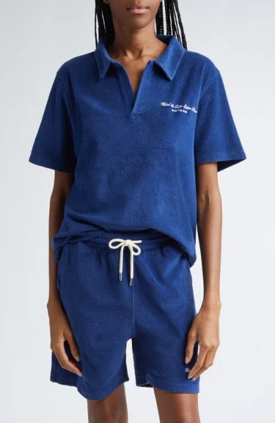 Sporty And Rich Sporty & Rich Hotel Du Cap Cotton Terry Polo In Indigo