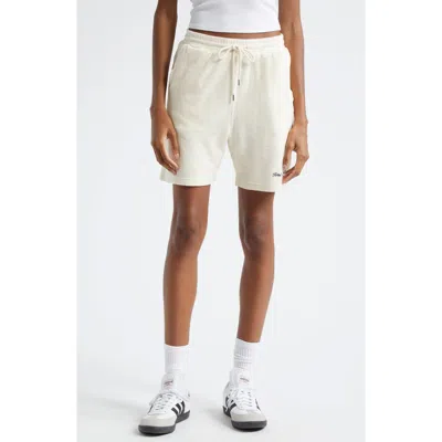 Sporty And Rich Womens Cream Eden Logo Text-embroidered Terry-cotton Shorts