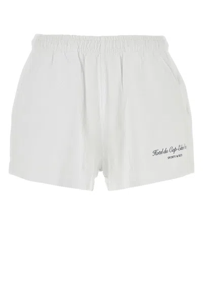 Sporty And Rich Logo-print Cotton Track Shorts In White