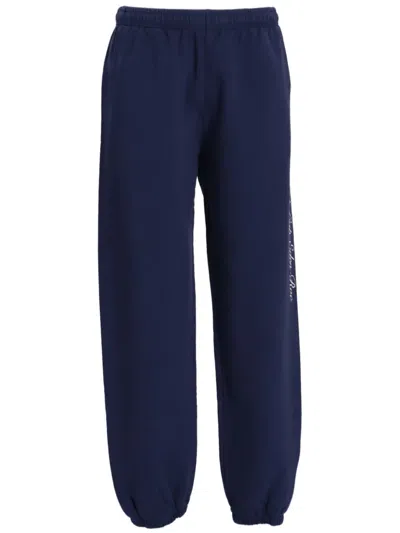Sporty And Rich Hotel Du Cap Cursive Track Pants In Blue