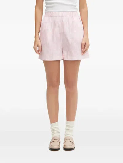 Sporty And Rich Hotel Eden Roc Striped Shorts In Pink