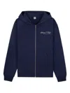 Sporty And Rich Womens Dark Navy Farm Logo-print Cotton Hoodie In Blue